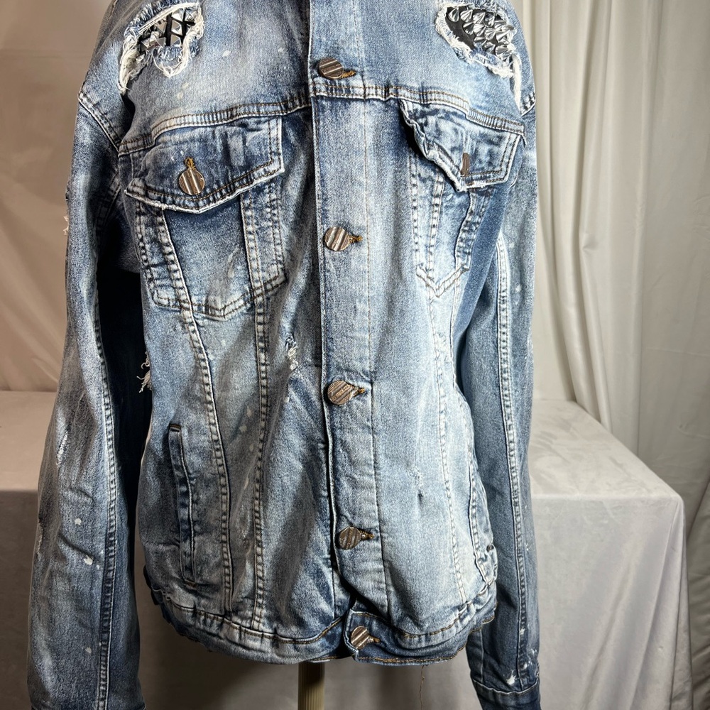 Classic Blue Distressed Jean Jacket